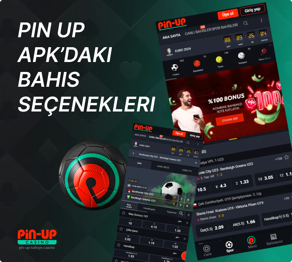 Türk oyuncular için Pin Up mobil casino spor bahisleri