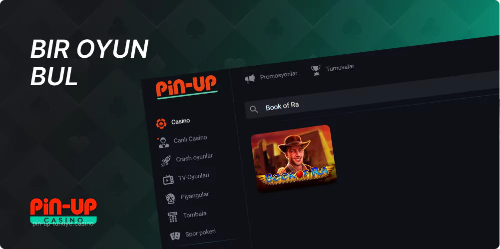 Casino oyunları sayfasını açın ve Book of Ra Pin Up arayın
