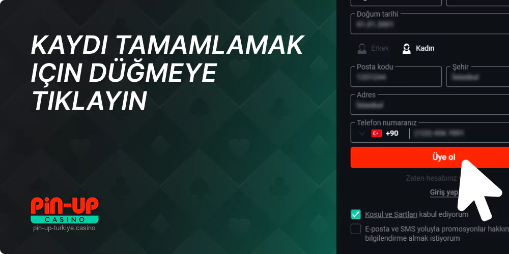 Pin Up "Katıl" düğmesini tıklayın