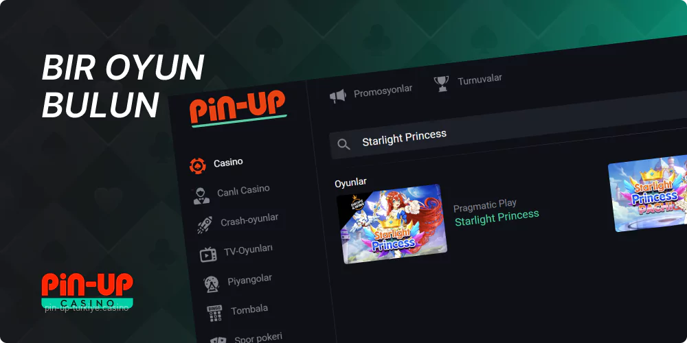 Asino oyunları bölümüne gidin ve Pin Up Starlight Princess